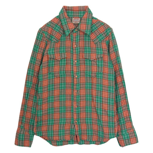MARBLES マーブルズ MSH-S14SP05 DOUBLE GAUZE CHECK SHIRTS ダブル ガーゼ チェック 長袖 シャツ オレンジ系 M【中古】