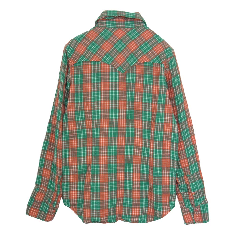 MARBLES マーブルズ MSH-S14SP05 DOUBLE GAUZE CHECK SHIRTS ダブル ガーゼ チェック 長袖 シャツ オレンジ系 M【中古】