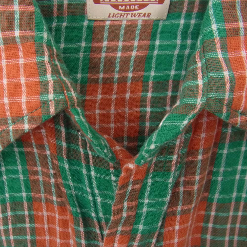 MARBLES マーブルズ MSH-S14SP05 DOUBLE GAUZE CHECK SHIRTS ダブル ガーゼ チェック 長袖 シャツ オレンジ系 M【中古】