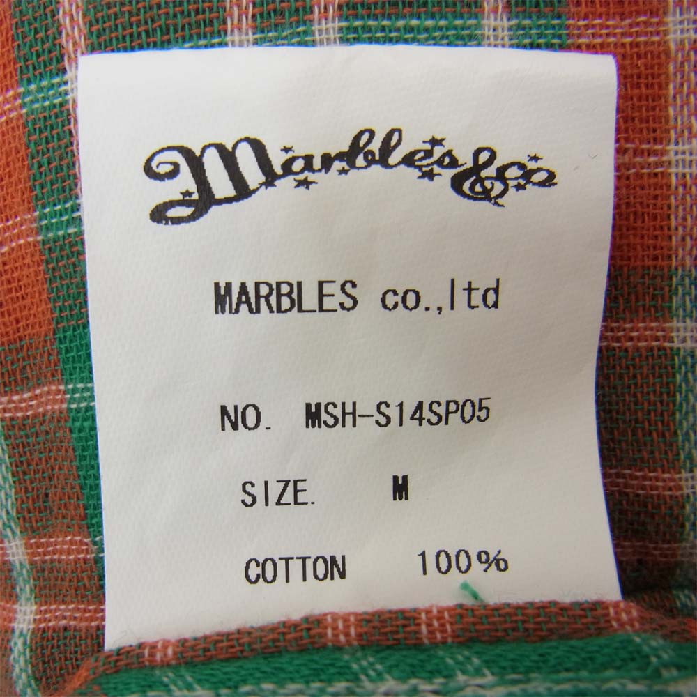 MARBLES マーブルズ MSH-S14SP05 DOUBLE GAUZE CHECK SHIRTS ダブル ガーゼ チェック 長袖 シャツ オレンジ系 M【中古】