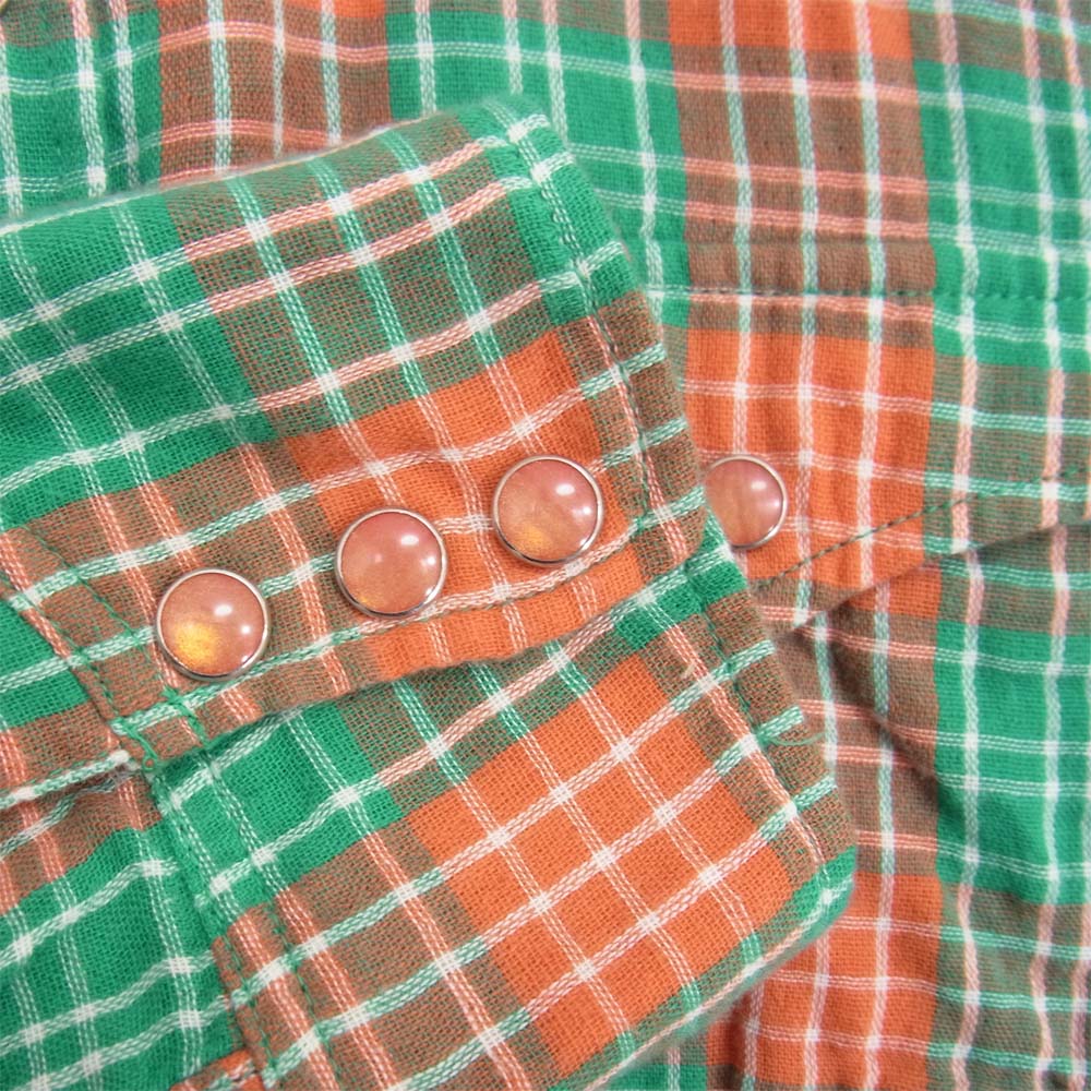 MARBLES マーブルズ MSH-S14SP05 DOUBLE GAUZE CHECK SHIRTS ダブル ガーゼ チェック 長袖 シャツ オレンジ系 M【中古】