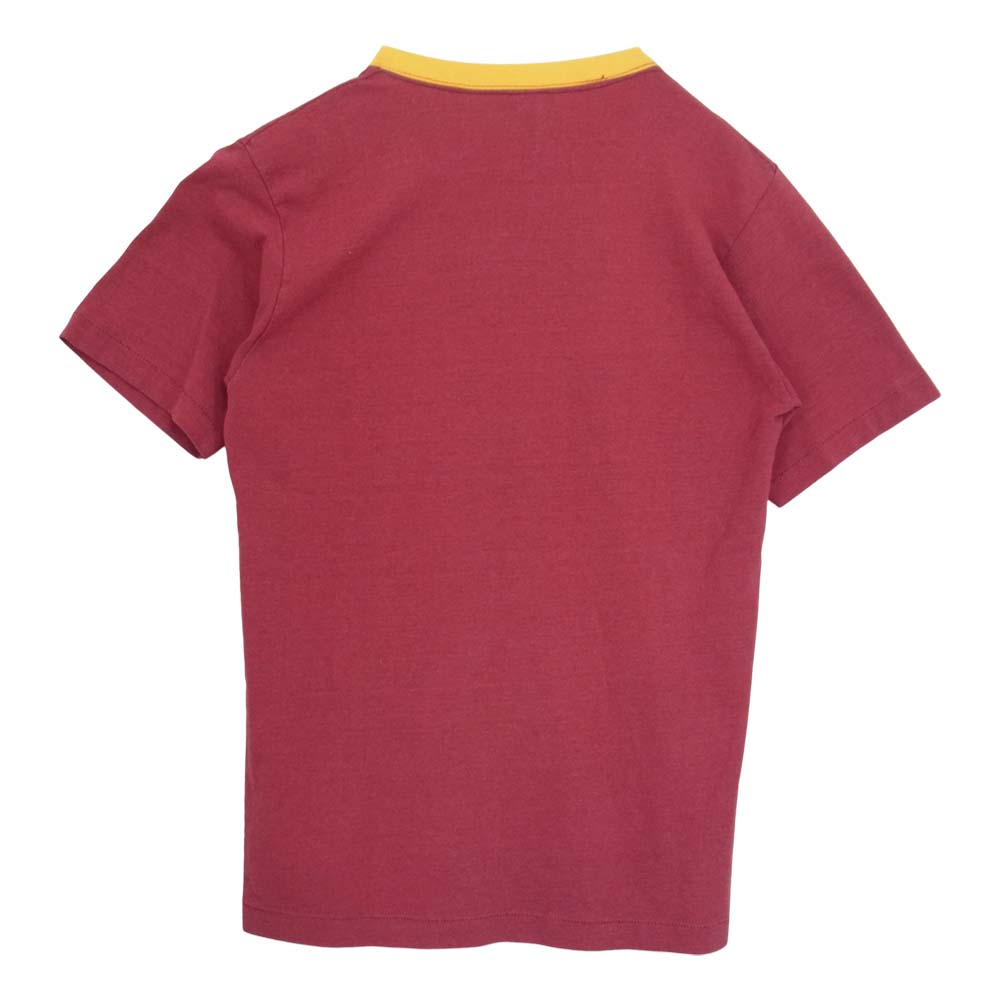 Champion チャンピオン 70s 80s バータグ 胸プリント Tシャツ エンジ系 M【中古】
