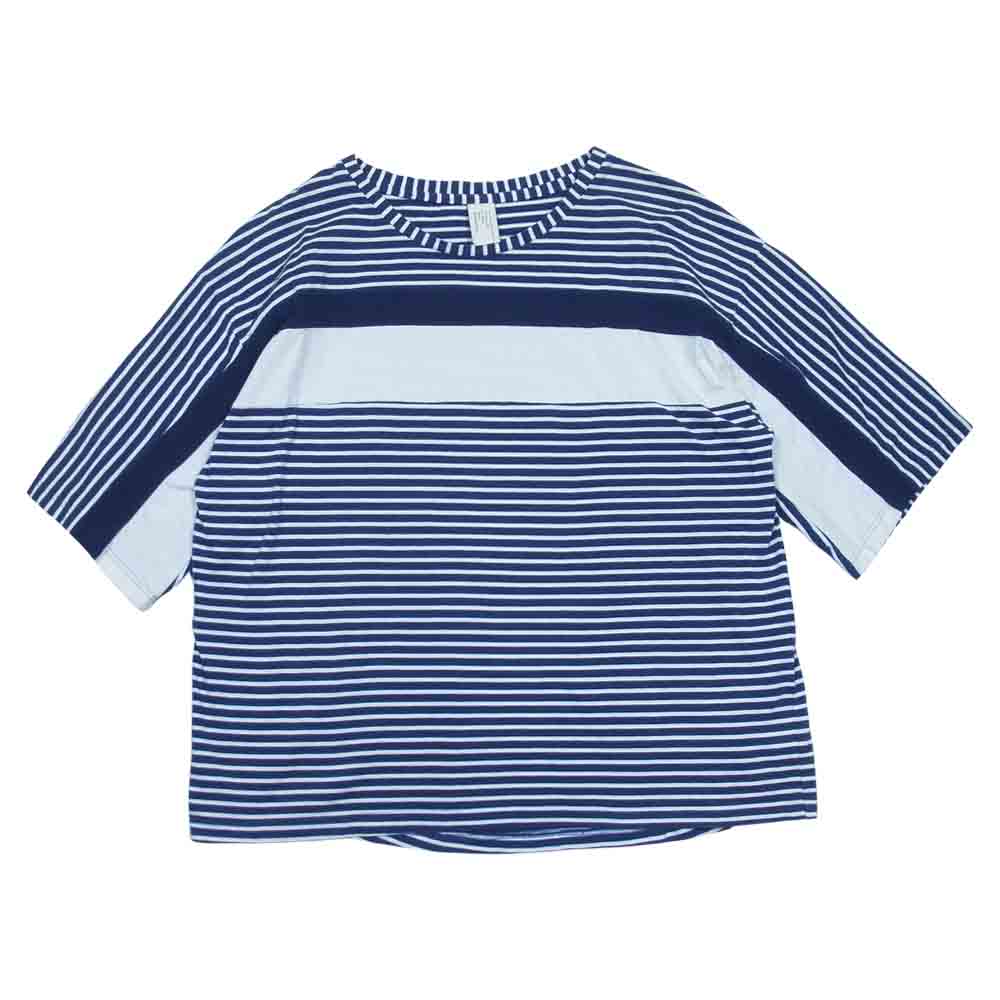ハウスオブザベリーアイランド 切替 ボーダー オーバーサイズ カットソー 半袖 Tシャツ ネイビー系 M【中古】