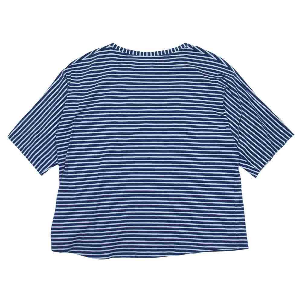 ハウスオブザベリーアイランド 切替 ボーダー オーバーサイズ カットソー 半袖 Tシャツ ネイビー系 M【中古】