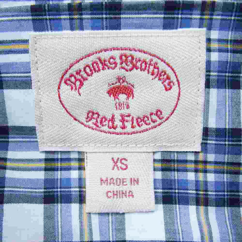 Brooks Brothers ブルックスブラザーズ チェック ボタンダウン シャツ ブルー系 XS【新古品】【未使用】【中古】