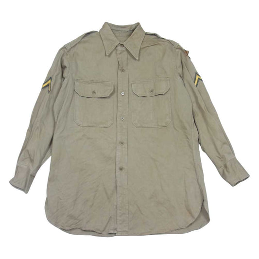 ユーエスアーミー ヴィンテージ 米軍 ミリタリー シャツ ベージュ系 151/2【中古】