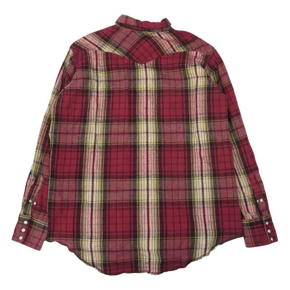 Wrangler ラングラー ヴィンテージ 青タグ ヘビーネル ウエスタン シャツ エンジ系 18－36【中古】