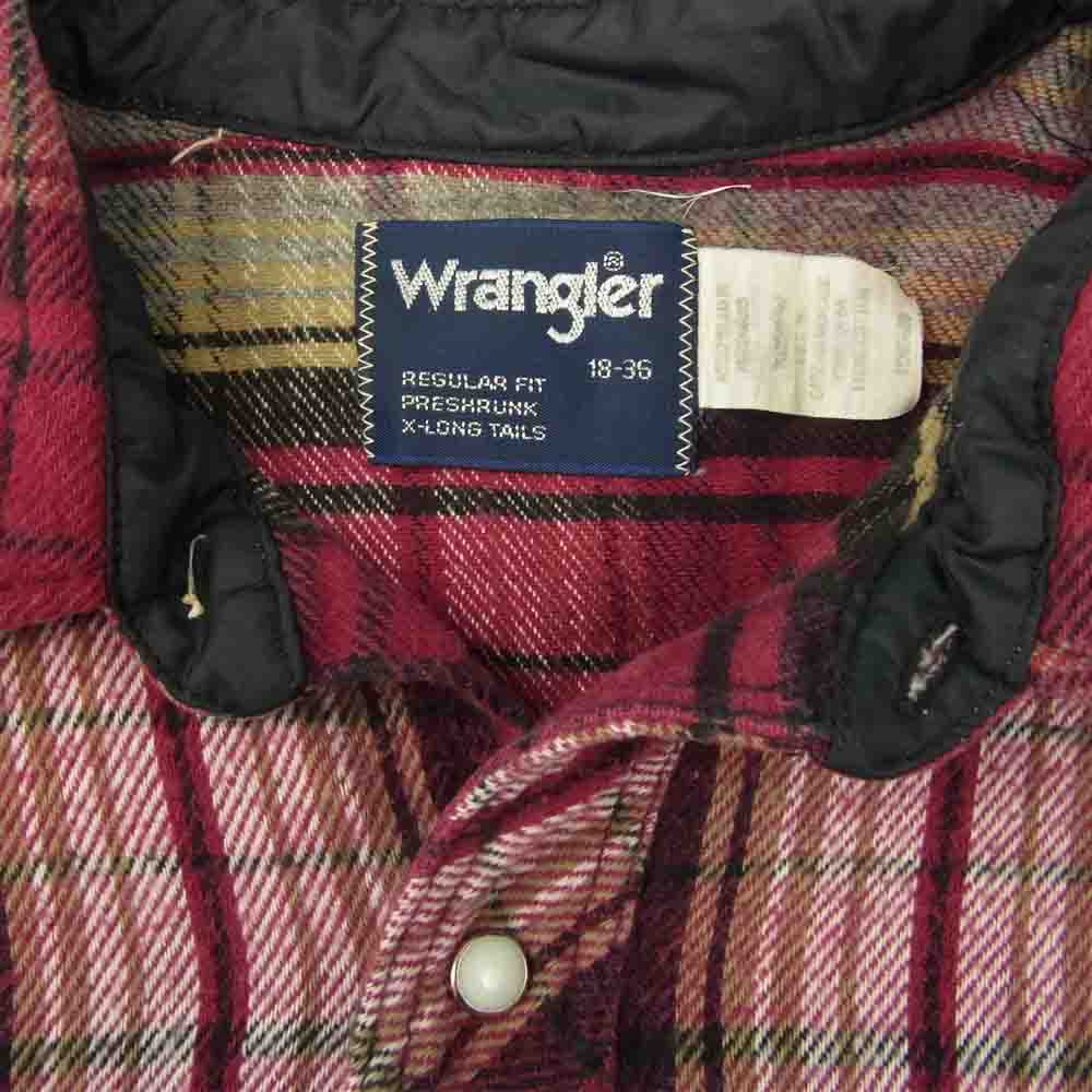 Wrangler ラングラー ヴィンテージ 青タグ ヘビーネル ウエスタン シャツ エンジ系 18－36【中古】
