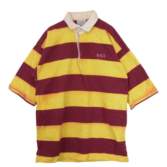 ランズエンド ビンテージ USA製 90s ラガーシャツ エンジ系 XL【中古】