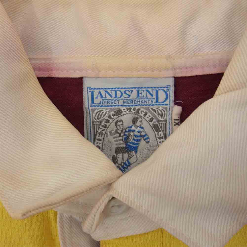ランズエンド ビンテージ USA製 90s ラガーシャツ エンジ系 XL【中古】