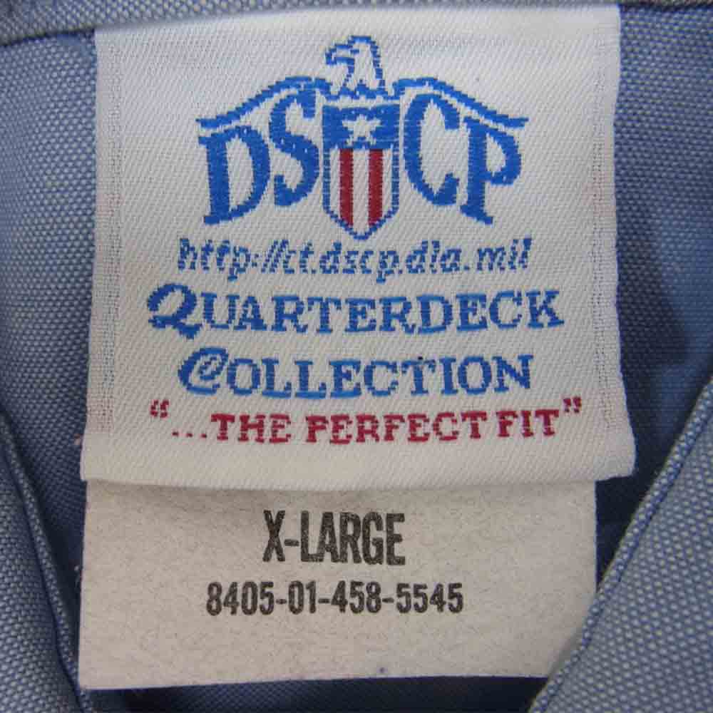 米軍 ビンテージ 90s DSCP USN ユーティリティ ワークシャツ ライトブルー系 XL【中古】