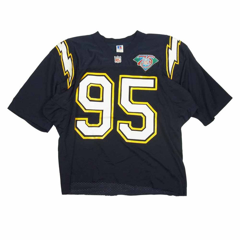 ラッセル アスレチック ビンテージ 90s USA製 NFL メッシュ フット ボール シャツ ネイビー系 44【中古】