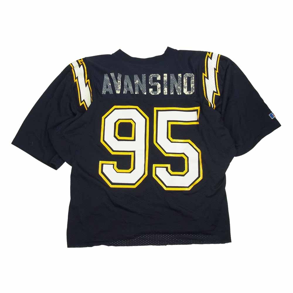 ラッセル アスレチック ビンテージ 90s USA製 NFL メッシュ フット ボール シャツ ネイビー系 44【中古】