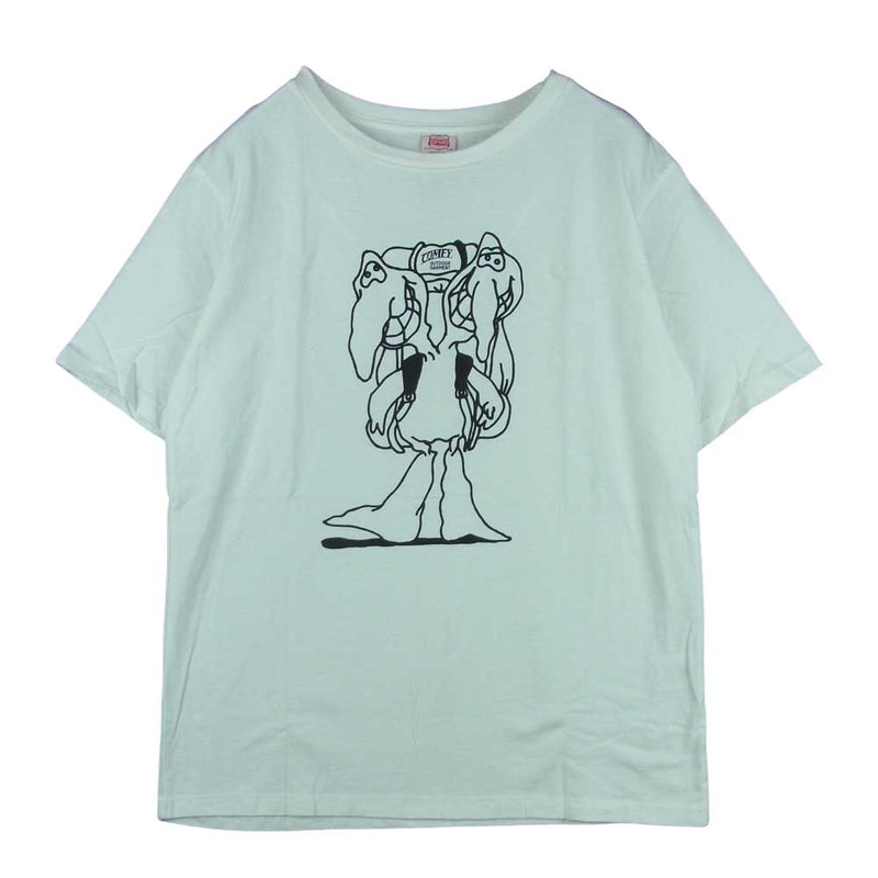 コンフィアウトドアガーメント プリント 半袖 Tシャツ アメリカ製 ホワイト系 S【中古】