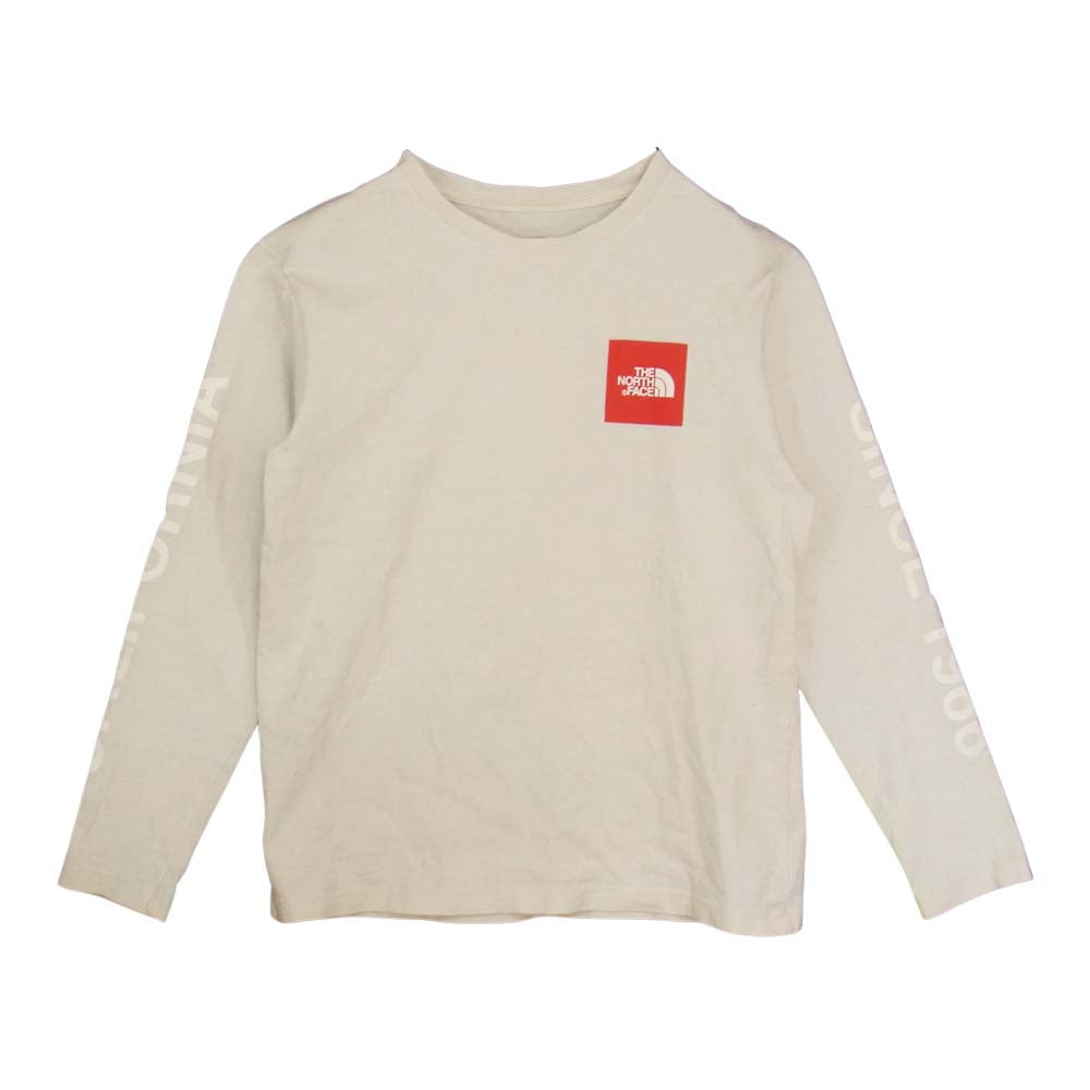 THE NORTH FACE ノースフェイス NT31842 L/S Square Logo California Tee ロングスリーブ スクエア ロゴ カットソー ホワイト系 S【中古】