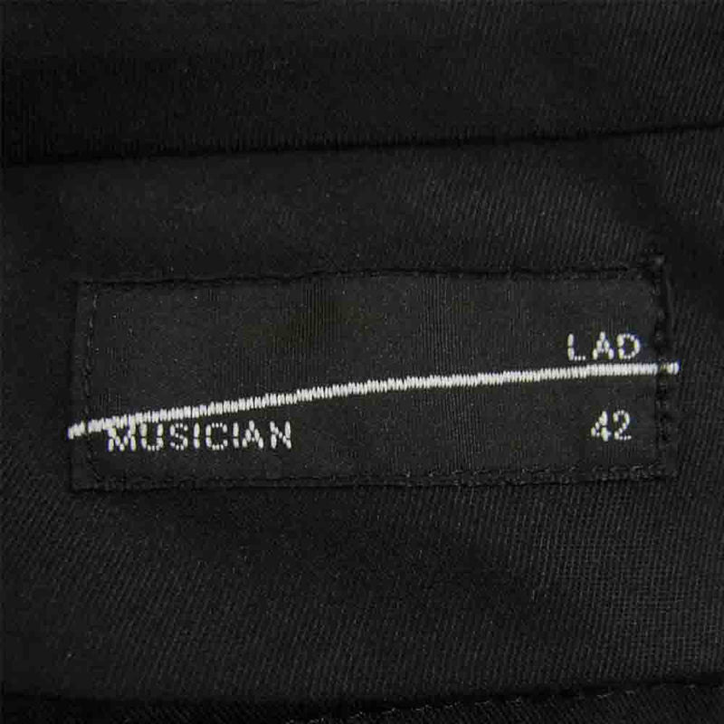 LAD MUSICIAN ラッドミュージシャン 2214-554 1タック クロップド ワイドパンツ ブラック系 42【中古】