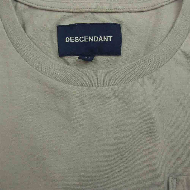 DESCENDANT ディセンダント ロゴ刺繍 ポケット付き クルーネック 半袖 Tシャツ グレー系 1【中古】