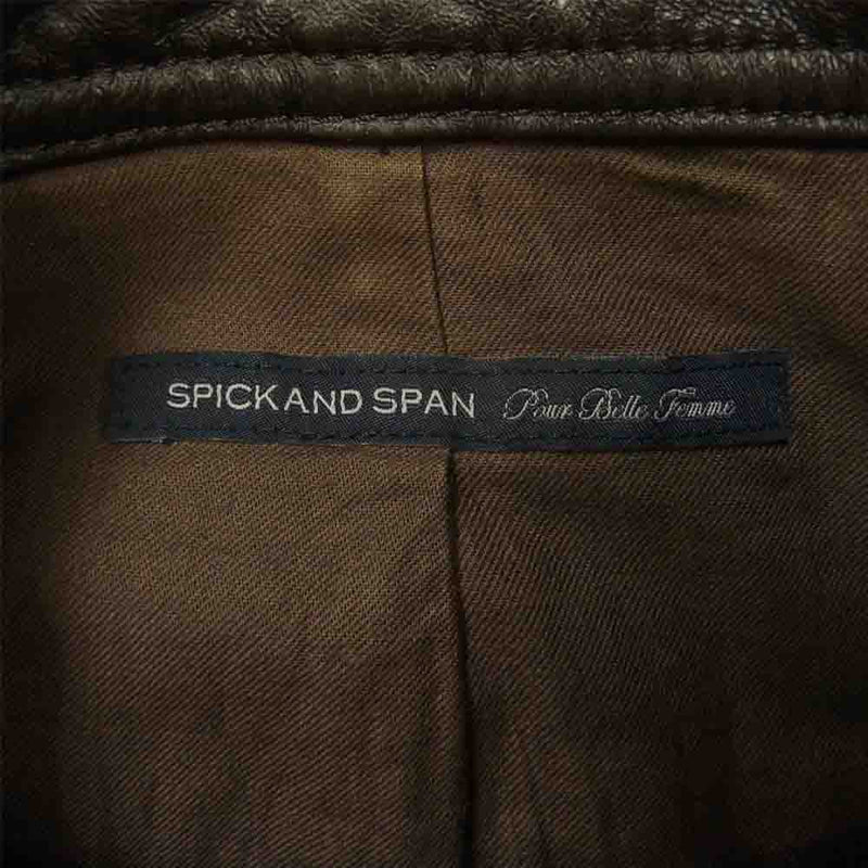 Spick and Span スピックアンドスパン シングル レザー ジャケット ブラウン系 38【中古】