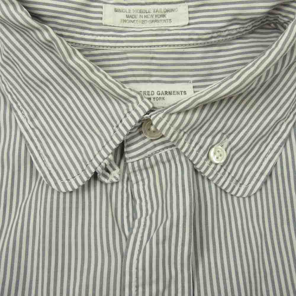 Engineered Garments エンジニアードガーメンツ 比翼 ストライプ シャツ ホワイト系 ネイビー系 S【中古】