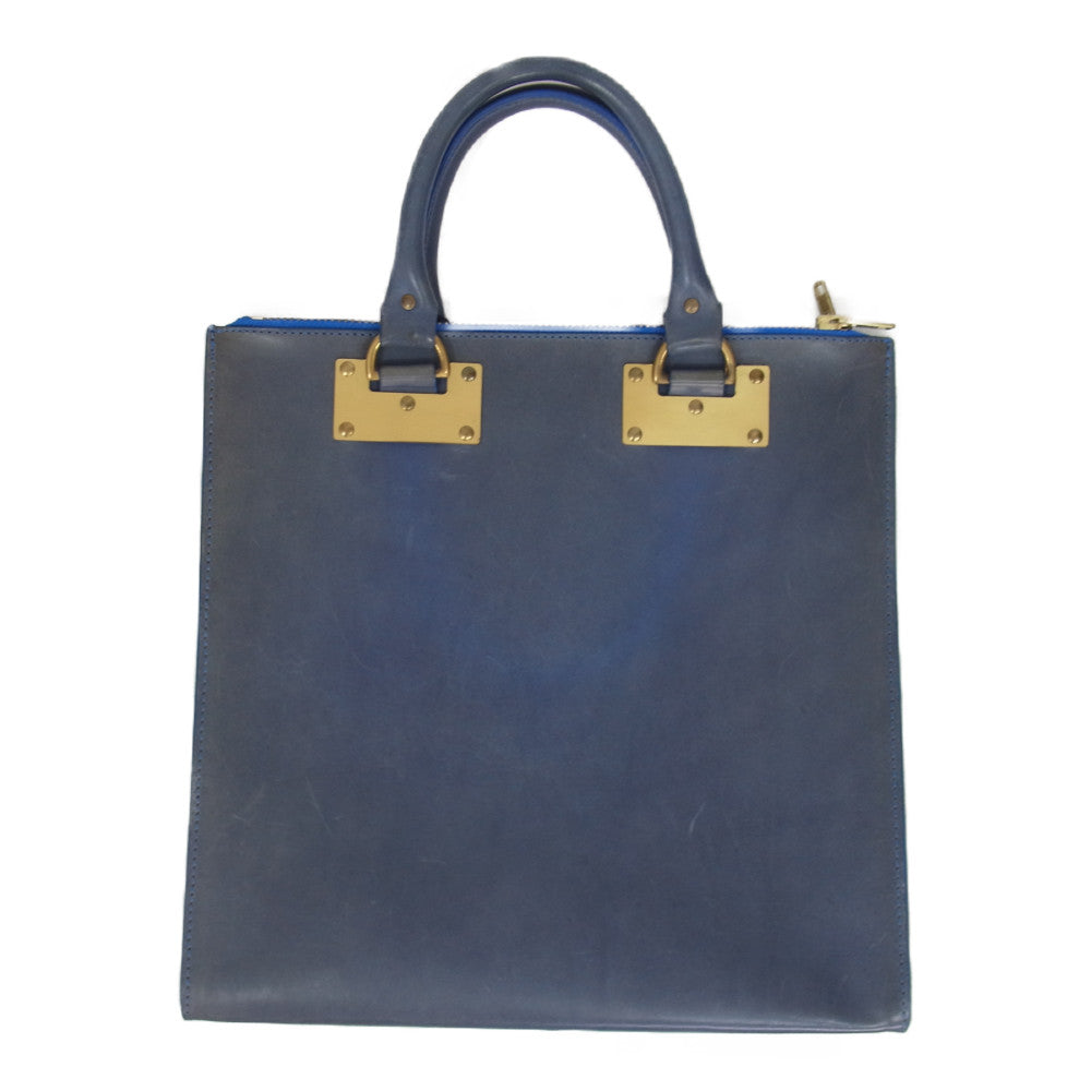 ソフィーヒュルム 2WAY レザー トート ショルダー バッグ ブルー系【中古】