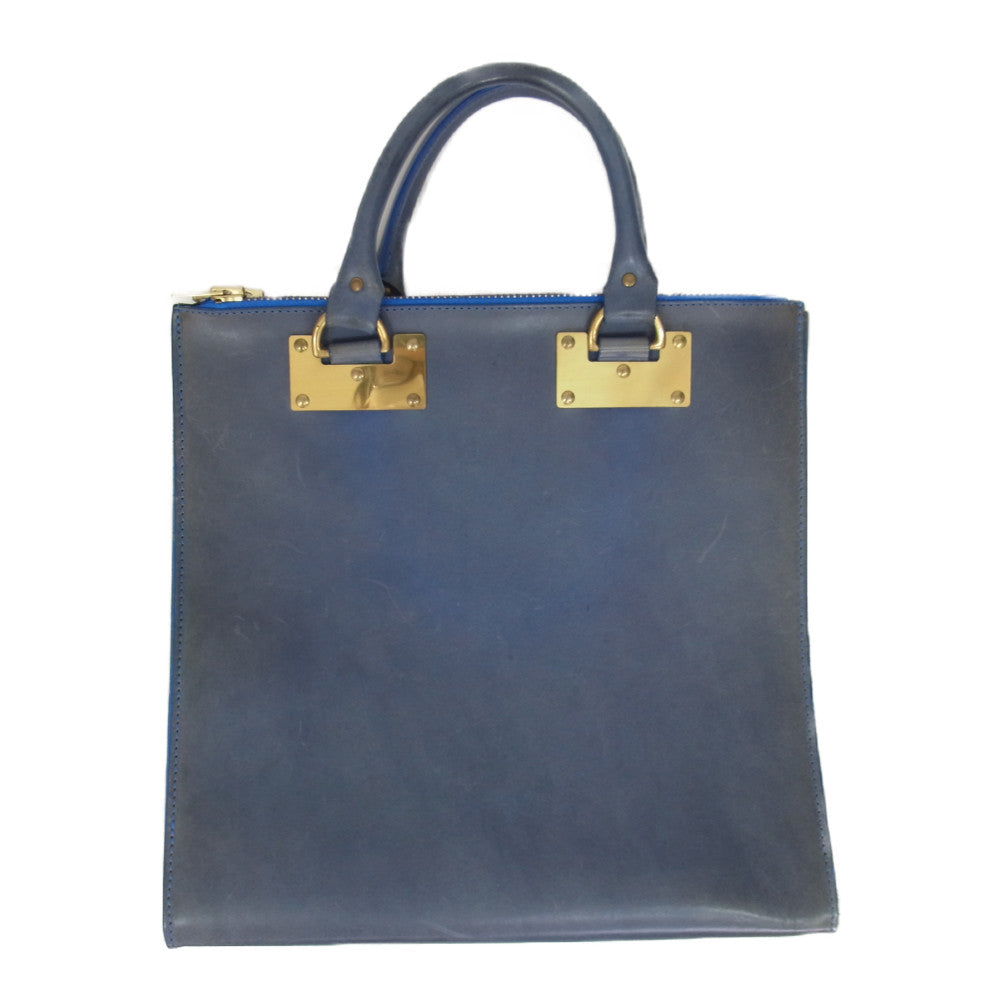ソフィーヒュルム 2WAY レザー トート ショルダー バッグ ブルー系【中古】