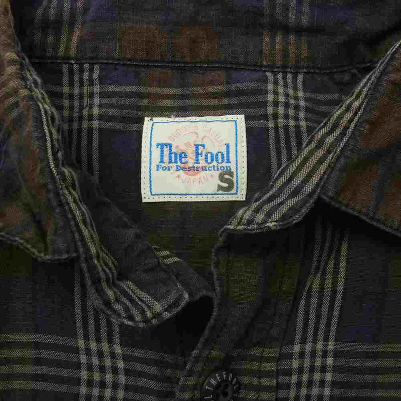 THE FOOL ザ フール 半袖 チェック シャツ ネイビー系 S【中古】