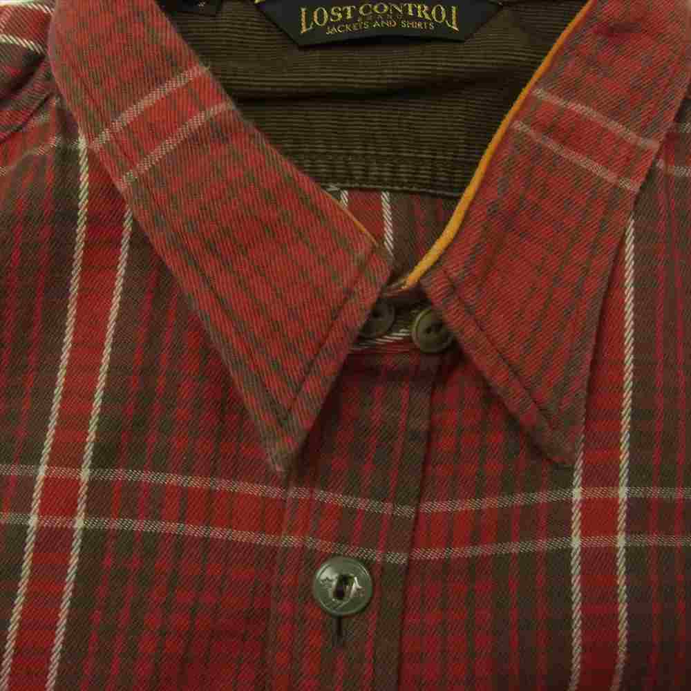 LOST CONTROL ロストコントロール L11F3-2113 Nel Plaid Work Shirts ネル プレイド ワーク チェック シャツ レッド系 2【中古】