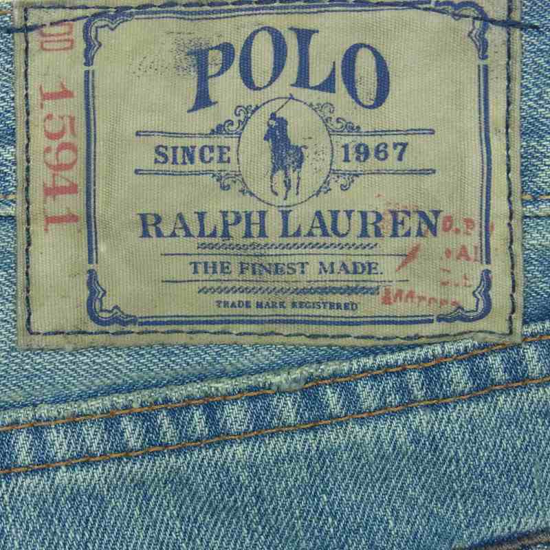 POLO RALPH LAUREN ポロ・ラルフローレン 867 CLASSIC 5ポケット ダメージ加工 ウォッシュド デニム パンツ インディゴブルー系 40 / 30【中古】