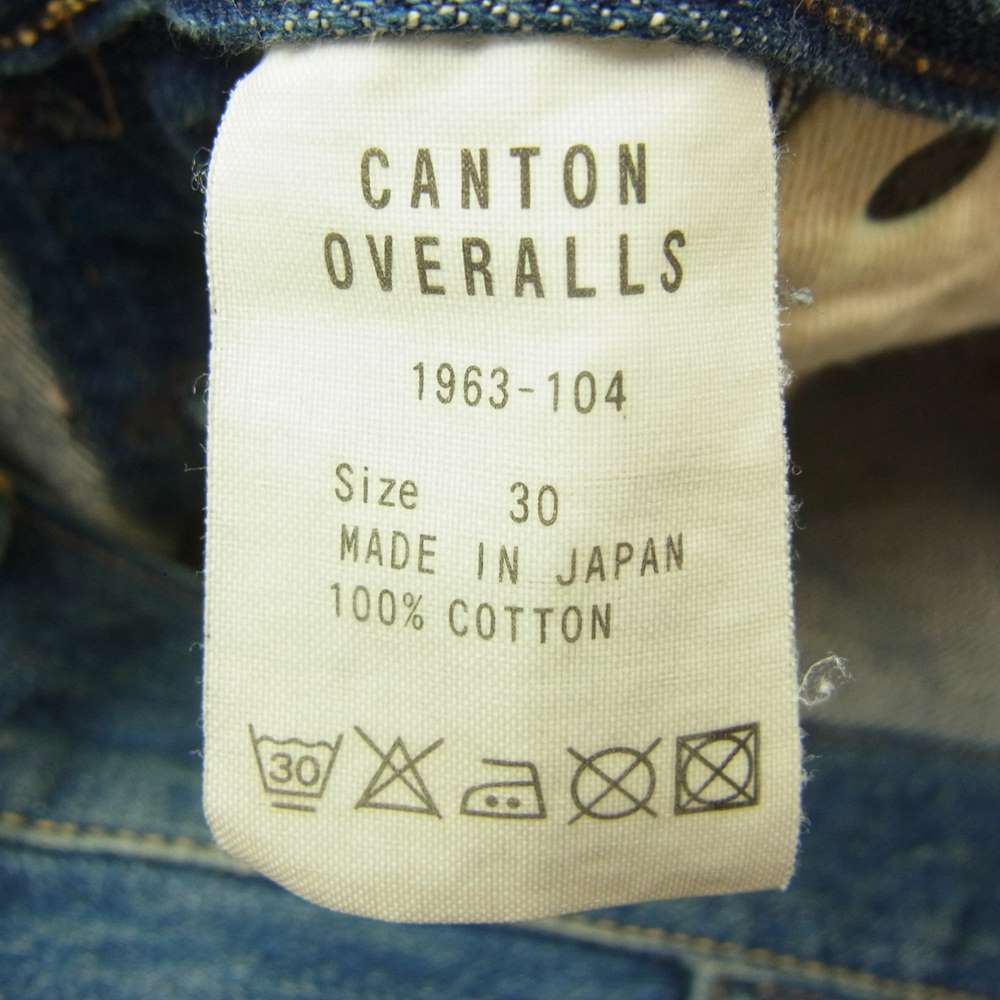 CANTON キャントン 1963-104 OVERALLS Denim Pants 1963-104 ONEWASH インディゴブルー系 30【中古】