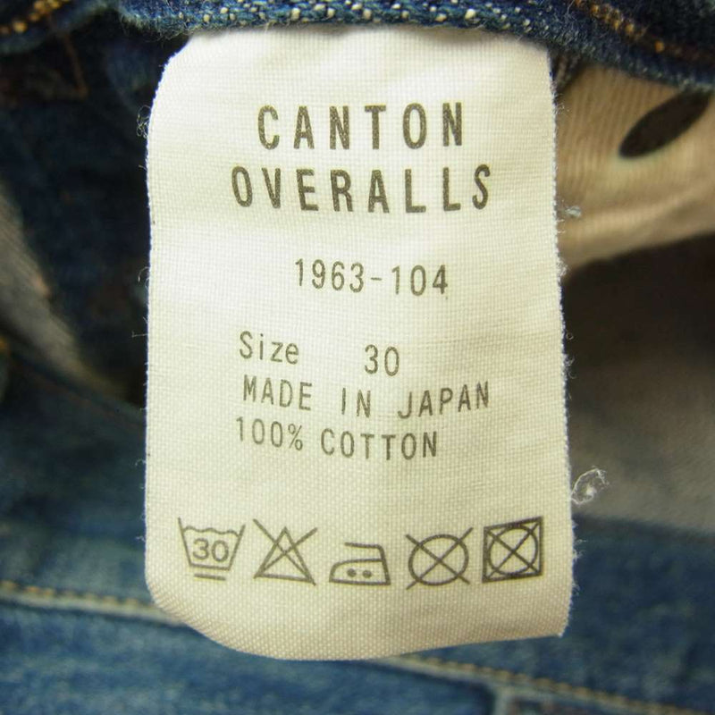 CANTON キャントン 1963-104 OVERALLS Denim Pants 1963-104 ONEWASH インディゴブルー系 30【中古】