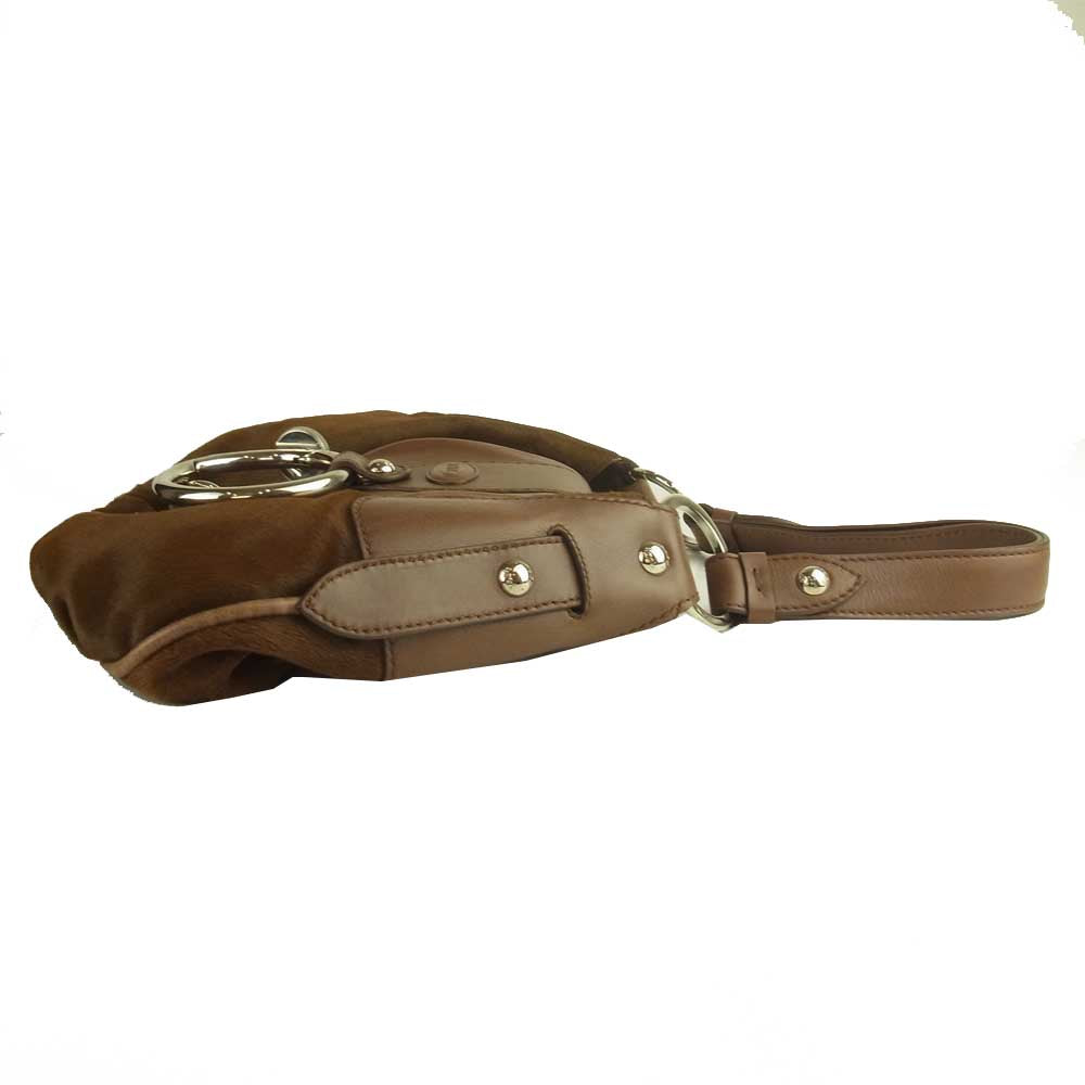TOD’S トッズ ハラコ フラップ レザー バッグ ブラウン系【中古】