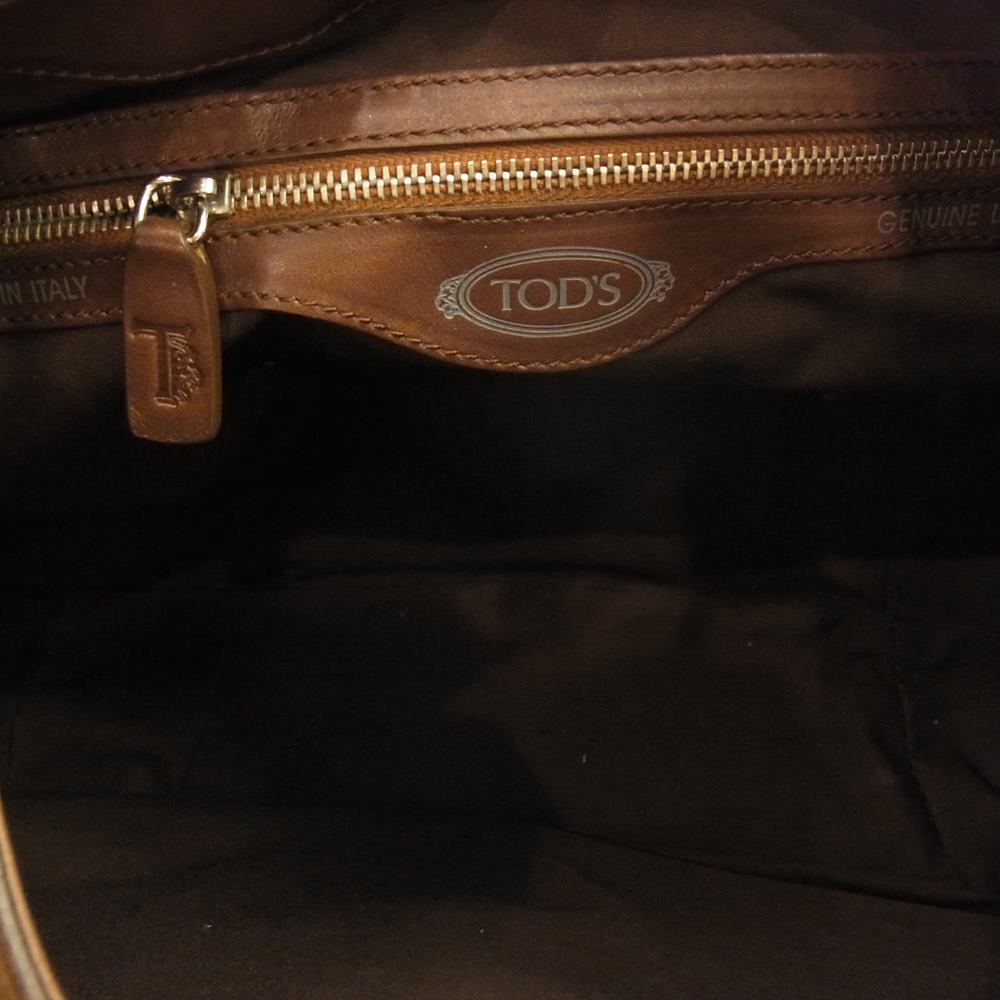 TOD’S トッズ ハラコ フラップ レザー バッグ ブラウン系【中古】