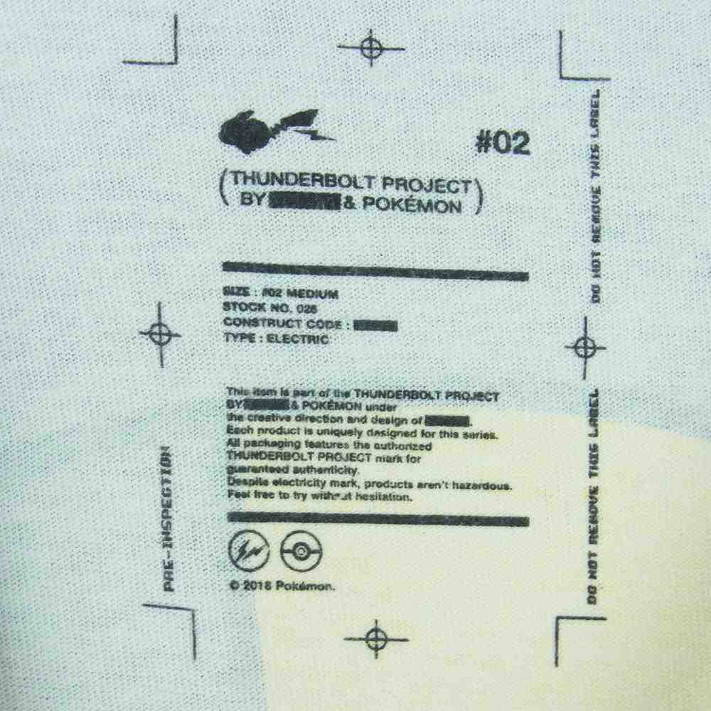 FRAGMENT DESIGN フラグメントデザイン Pokemon ポケモン THUNDERBOLT PROJECT サンダーボルト プロジェクト ピカチュウ 半袖 Tシャツ ホワイト系 M【中古】