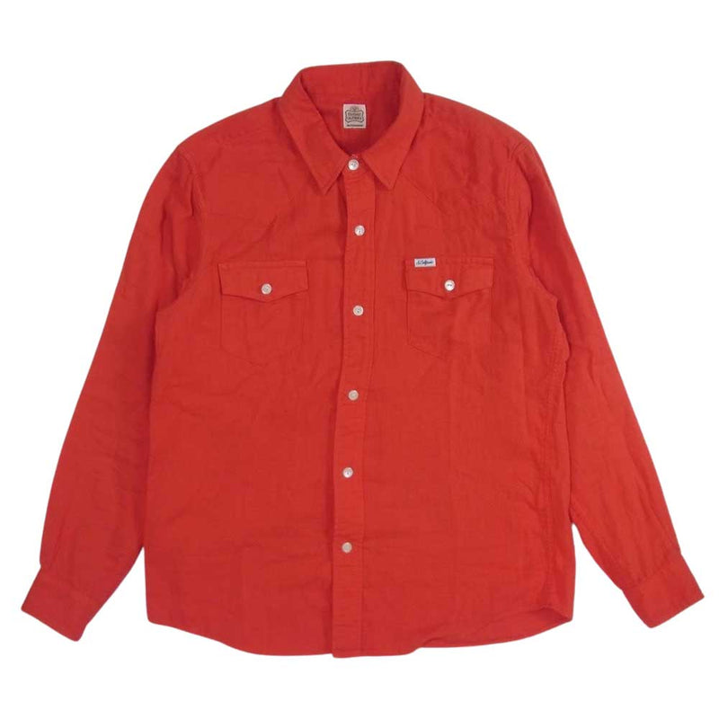 STANDARD CALIFORNIA スタンダードカリフォルニア Cotton shirt コットン 長袖 ワーク ウエスタン シャツ レッド系 M【中古】