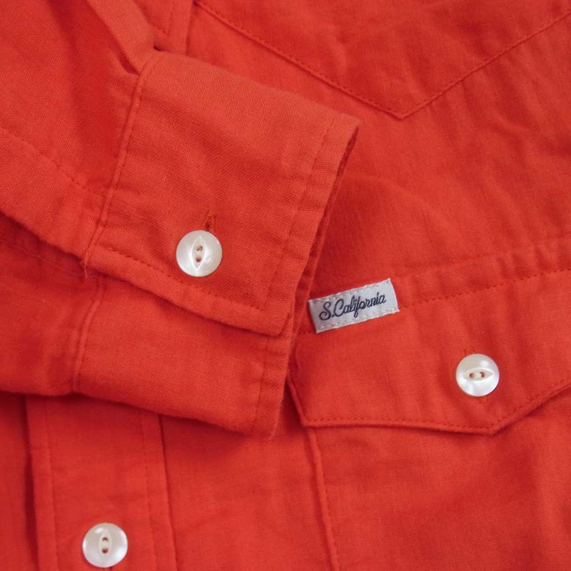 STANDARD CALIFORNIA スタンダードカリフォルニア Cotton shirt コットン 長袖 ワーク ウエスタン シャツ レッド系 M【中古】