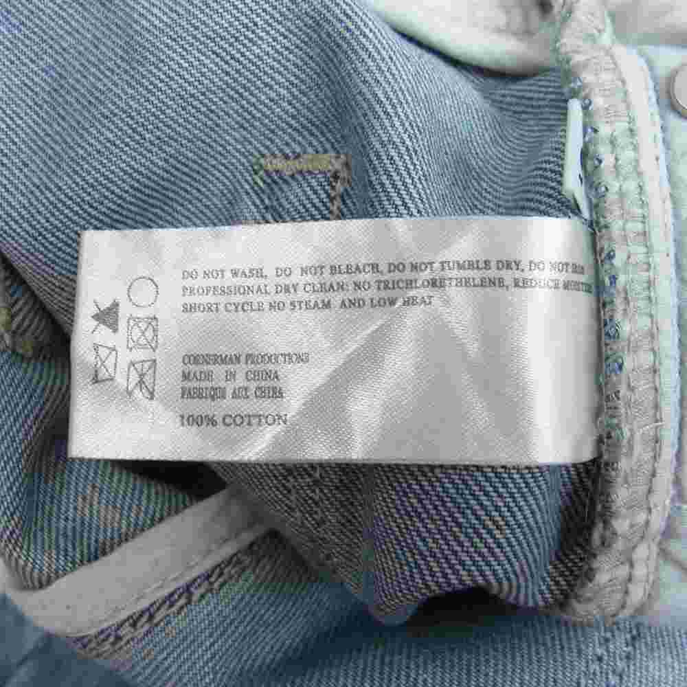 スタンプド ダメージ加工 バイカー デニム パンツ ライトブルー インディゴブルー系 31【中古】