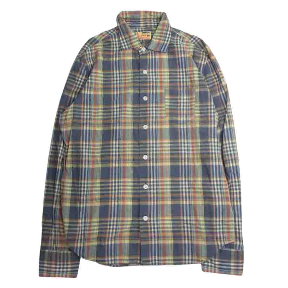 TMT ティーエムティー TSH-S2104 COLLOR OFF C/LI CHECK SHIRTS カラー オフ チェック 長袖 シャツ イエロー ネイビー  マルチカラー系 L【中古】