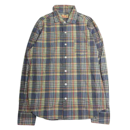 TMT ティーエムティー TSH-S2104 COLLOR OFF C/LI CHECK SHIRTS カラー オフ チェック 長袖 シャツ イエロー ネイビー  マルチカラー系 L【中古】