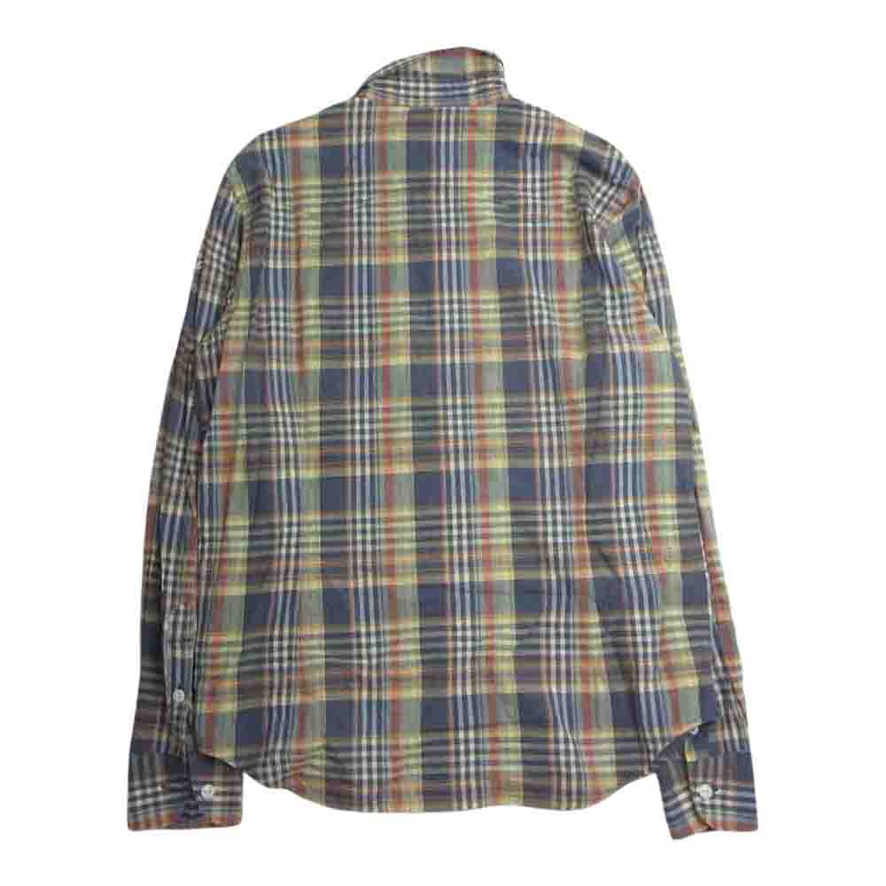 TMT ティーエムティー TSH-S2104 COLLOR OFF C/LI CHECK SHIRTS カラー オフ チェック 長袖 シャツ イエロー ネイビー  マルチカラー系 L【中古】