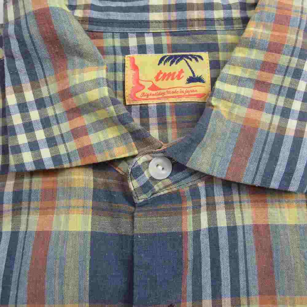 TMT ティーエムティー TSH-S2104 COLLOR OFF C/LI CHECK SHIRTS カラー オフ チェック 長袖 シャツ イエロー ネイビー  マルチカラー系 L【中古】