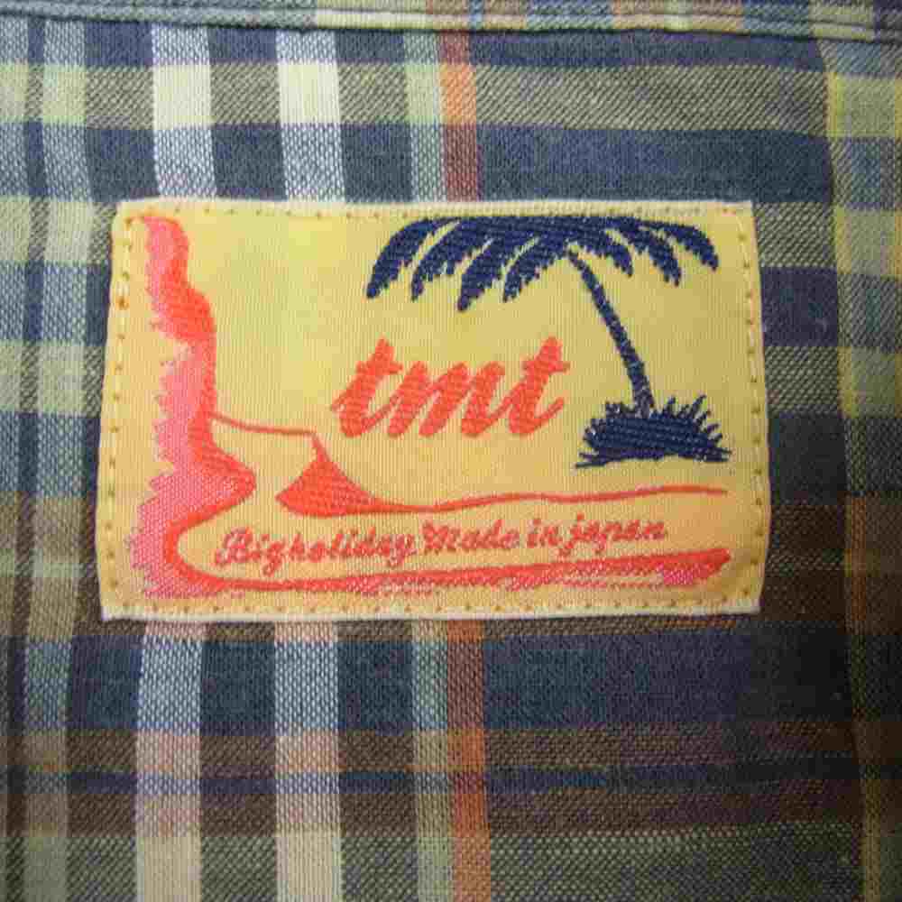 TMT ティーエムティー TSH-S2104 COLLOR OFF C/LI CHECK SHIRTS カラー オフ チェック 長袖 シャツ イエロー ネイビー  マルチカラー系 L【中古】