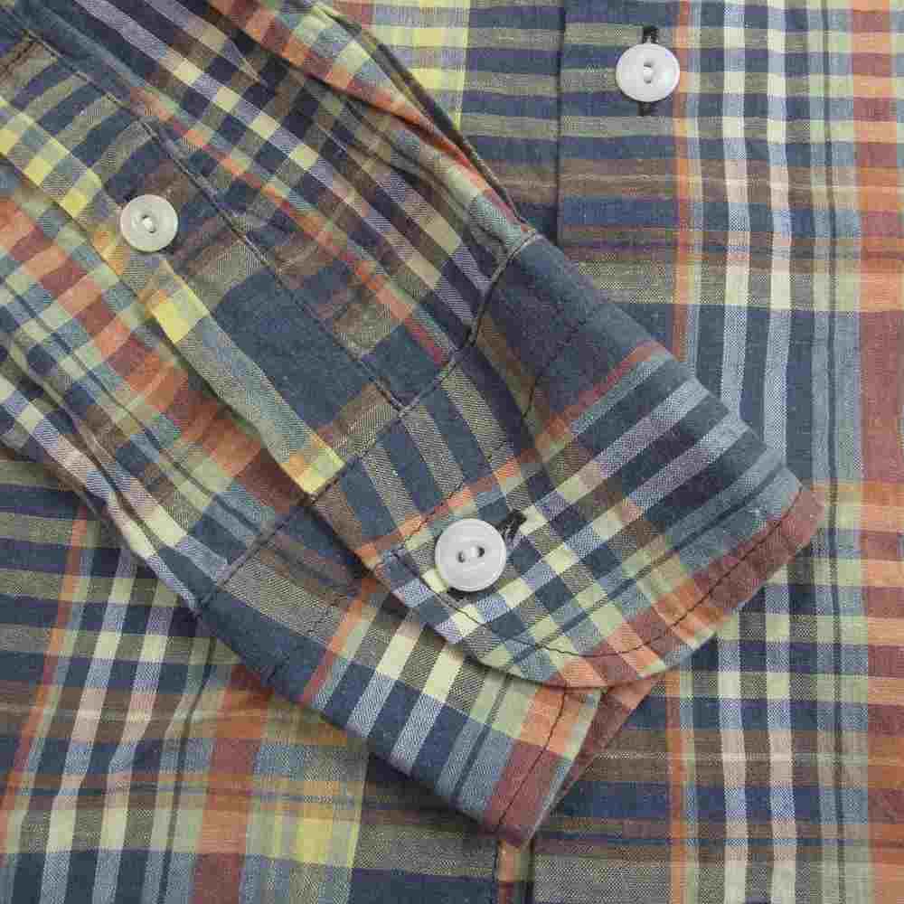 TMT ティーエムティー TSH-S2104 COLLOR OFF C/LI CHECK SHIRTS カラー オフ チェック 長袖 シャツ イエロー ネイビー  マルチカラー系 L【中古】