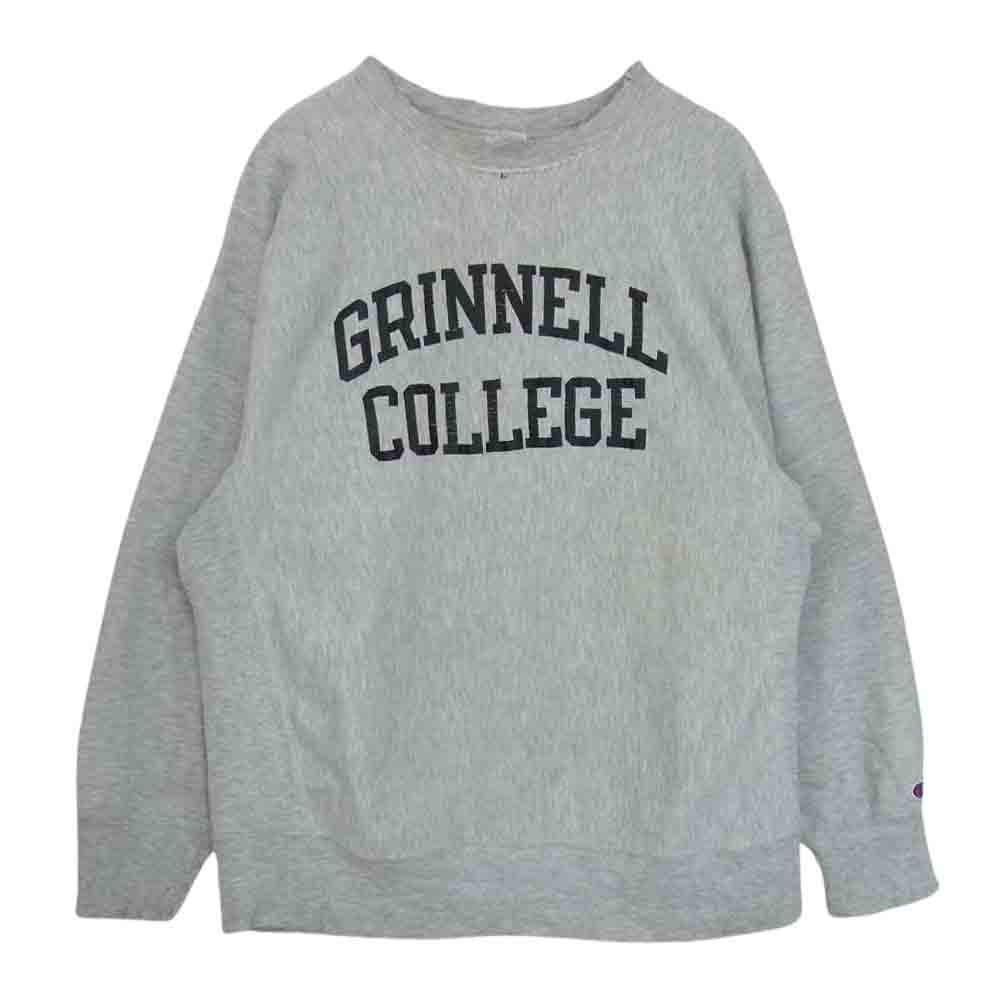 Champion チャンピオン 80s GRINNELL COLLEGE カレッジプリント リバースウィーブ クルーネック スウェット トレーナー グレー系 XL【中古】