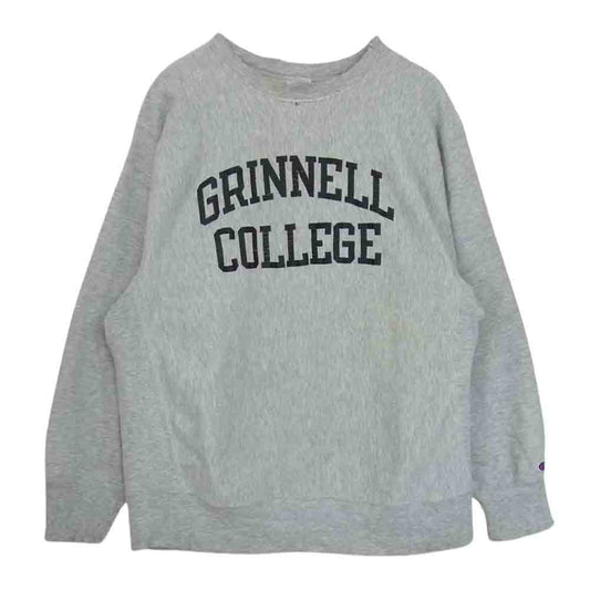 Champion チャンピオン 80s GRINNELL COLLEGE カレッジプリント リバースウィーブ クルーネック スウェット トレーナー グレー系 XL【中古】