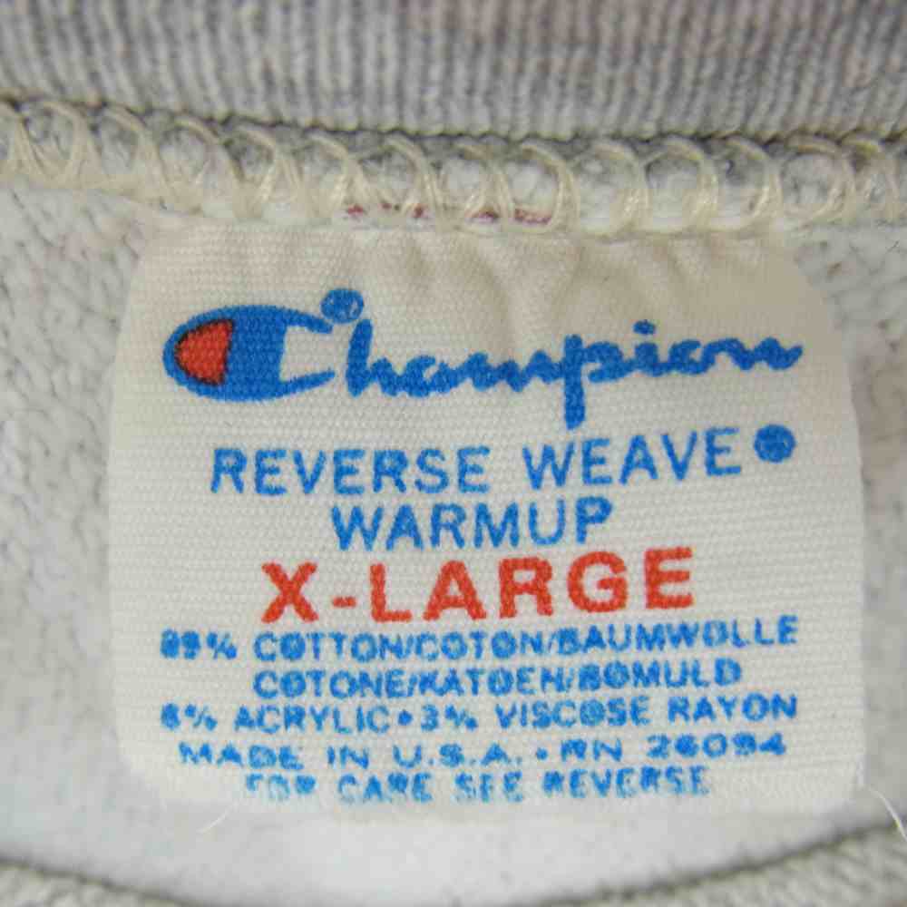 Champion チャンピオン 80s GRINNELL COLLEGE カレッジプリント リバースウィーブ クルーネック スウェット トレーナー グレー系 XL【中古】
