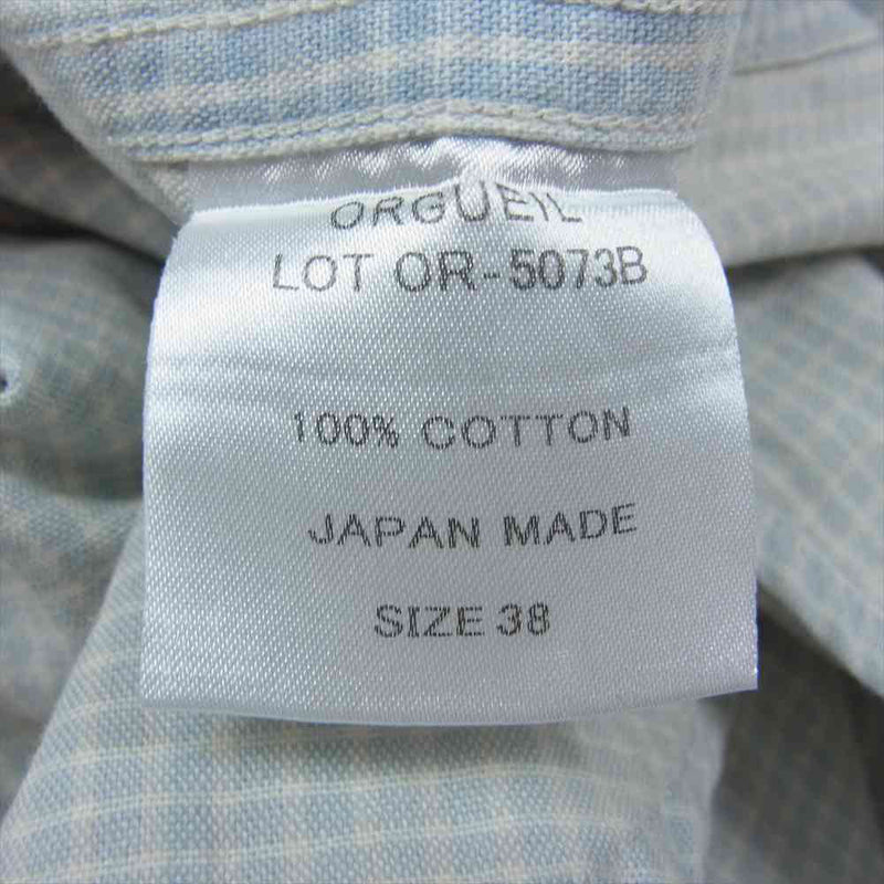 ORGUEIL オルゲイユ OR-5073B Short Sleeve Work Shirt ショート スリーブ ワーク 半袖 シャツ インディゴ ブルー系 38【中古】