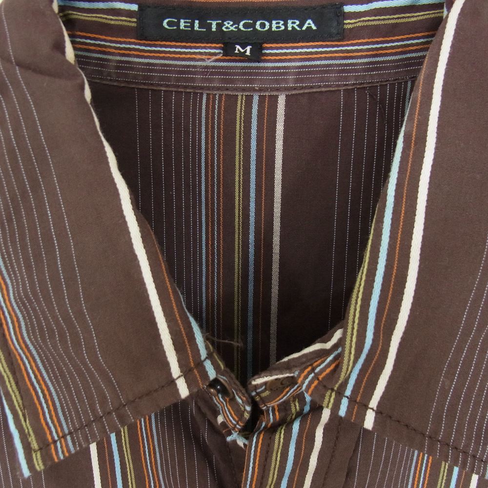 Celt&Cobra ケルト&コブラ 半袖 ストライプ シャツ ブラウン系 M【中古】