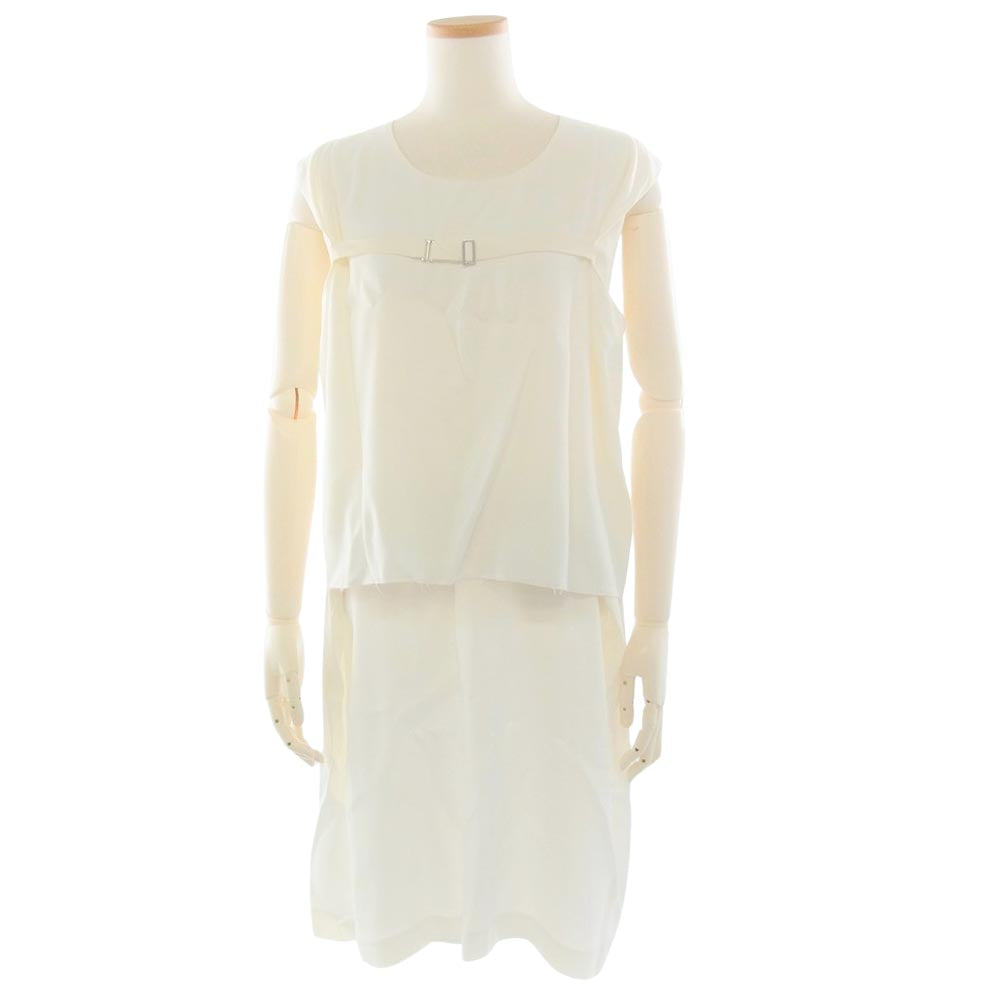 MAISON MARTIN MARGIELA メゾンマルタンマルジェラ 本人期 アーカイブ 04SS イタリア製 ここのえタグ セットアップ ノースリーブ ラップスカート ホワイト系 トップス38　スカート36【中古】