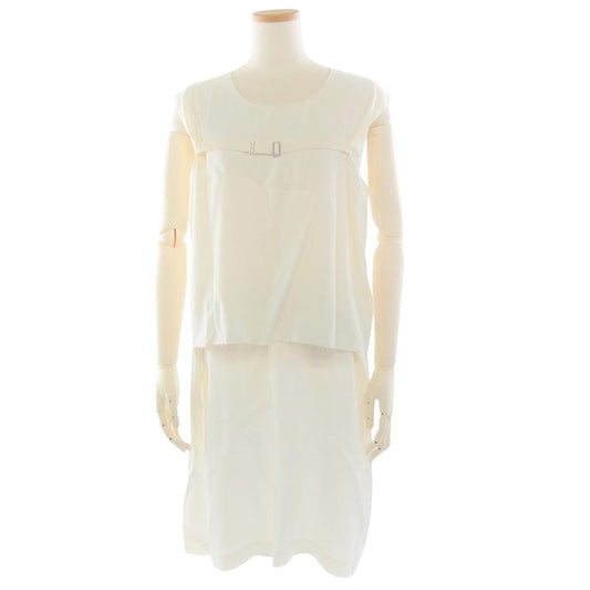 MAISON MARTIN MARGIELA メゾンマルタンマルジェラ 本人期 アーカイブ 04SS イタリア製 ここのえタグ セットアップ ノースリーブ ラップスカート ホワイト系 トップス38　スカート36【中古】