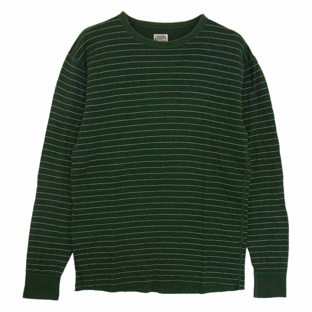 TENDERLOIN テンダーロイン T-CREW ボーダー クルーネック 長袖 Tシャツ カットソー グリーン グリーン系【中古】